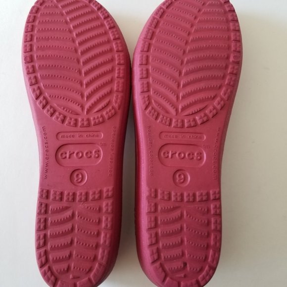 Crocs Red Ballet Flats Rubber Slip-On Shoe  size 9 - Picture 10 of 10